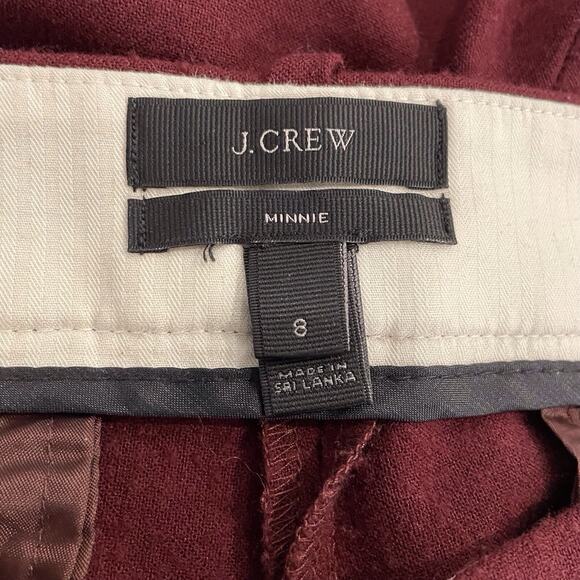 J.Crew Minnie Wool Pants Bi Stretch Slacks Date Valentines Cabernet Dark Red 8 - Picture 9 of 10